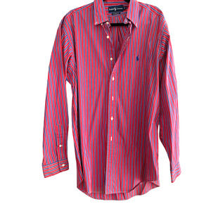 Ralph Lauren Mens' Red White Blue Polo Button Down Long Sleeve Shirt EUC L